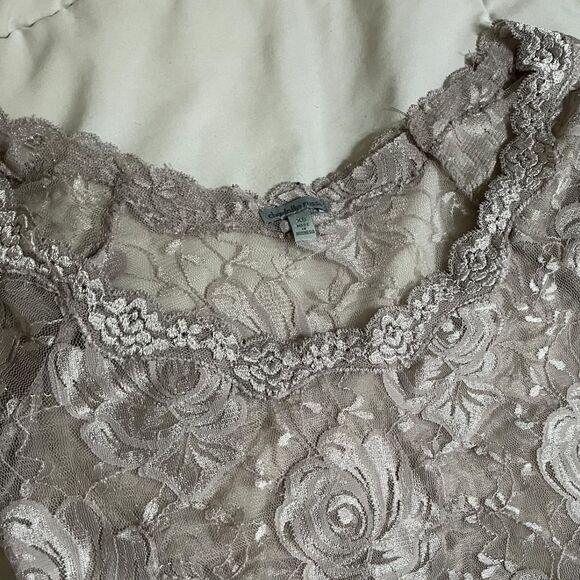 Y2K Vintage Charlotte Russe Floral Lace Sheer Lavender Purple Short Sleeves Top - Picture 5 of 6